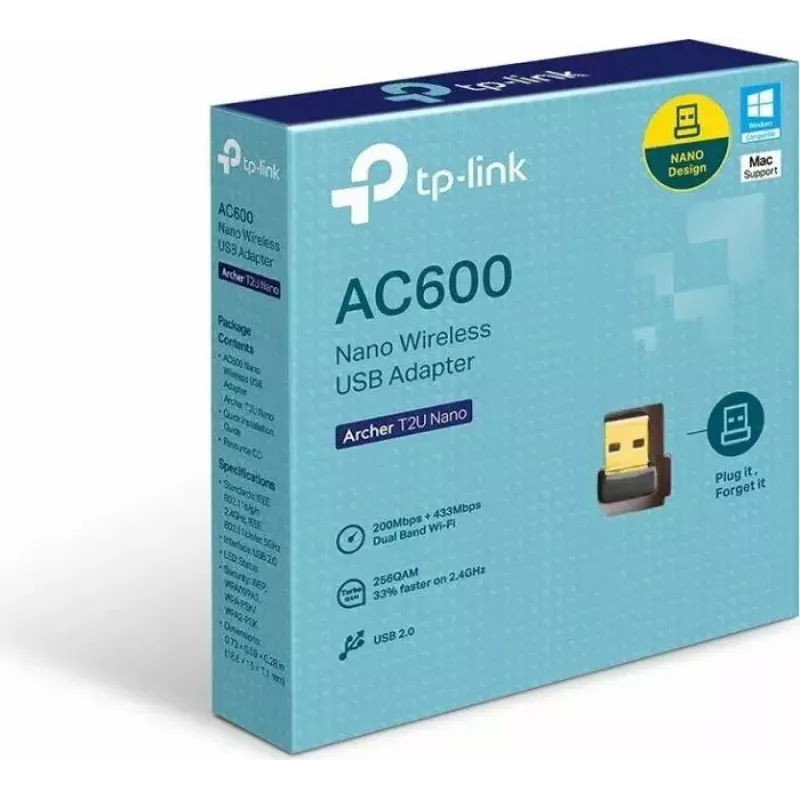 TP-Link Nano AC600 USB WiFi adapter (Archer T2U Nano) – 2,4G/5G kaheribaline traadita võrgu transiiver