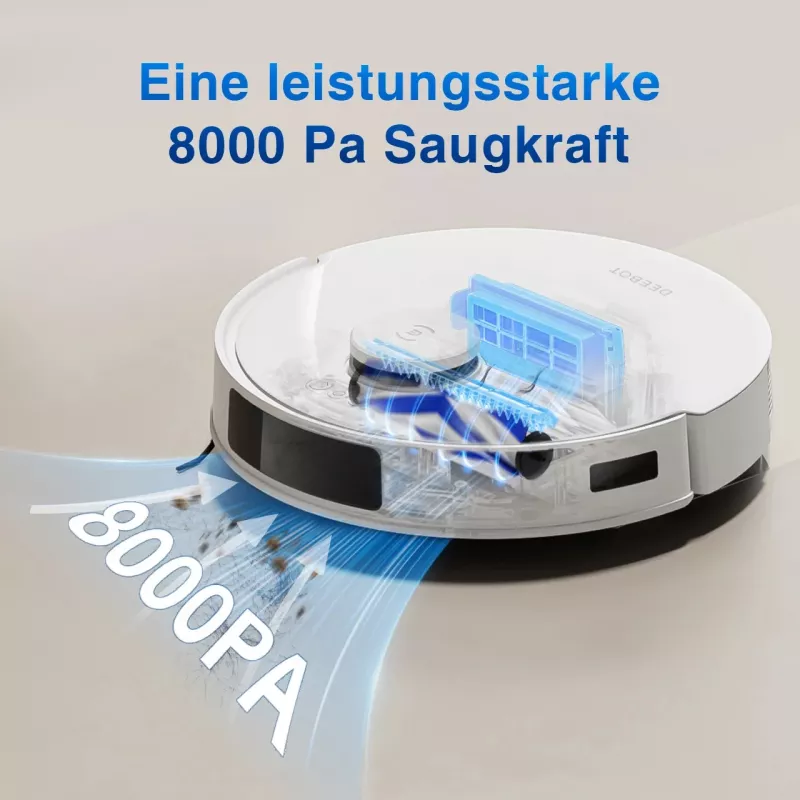 Robot vacuum cleaner Ecovacs DEEBOT N20 — LDS navigation, 8000 Pa, 5200 mAh, 300 min runtime, OZMO mopping, 0.4 L dustbin, Valge
