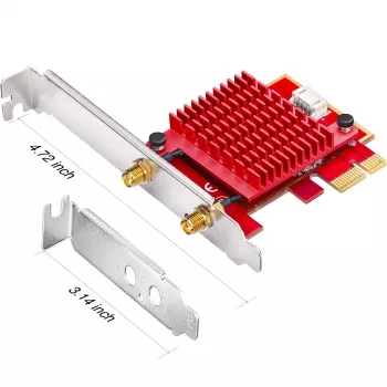 Sisemine WLAN/Bluetooth PCIe võrgukaart Cudy WE3000S — Kolmriba 2.4/5/6 GHz, Intel AX210, Bluetooth 5.2, 2400 Mbps, Täiskõrgus/Madalkõrgus