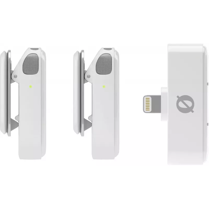 Juhtmevaba mikrofonsüsteem Rode Wireless Micro Lightning — kõiksuunaline, 48 kHz/24-bitine, 7 h aku, 100 m ulatus, valge