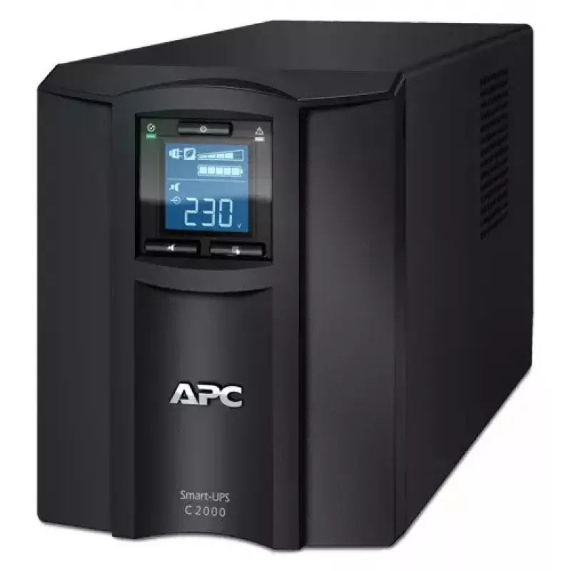 APC Smart-UPS C, Line Interactive, 2000VA, Tower, 230V, 6x IEC C13+1x IEC C19 pistikupesa, USB ja jadaühendus, AVR, graafiline LCD