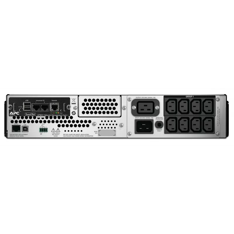APC Smart-UPS, Line Interactive, 2200VA, Rackmount 2U, 230V, 8x IEC C13+2x IEC C19 pistikupesa, võrgukaart, AVR, LCD