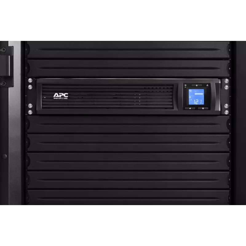 APC Smart-UPS C, Line Interactive, 1000VA, Rackmount 2U, 230V, 4x IEC C13 pistikupesa, SmartConnect port, USB ja jadaühendus, AVR, graafiline LCD