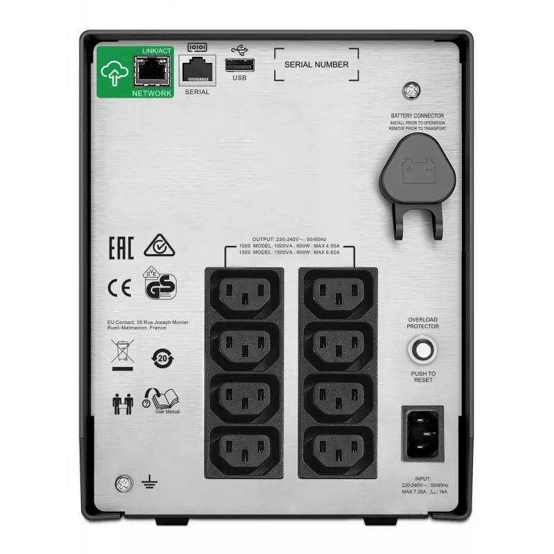 APC Smart-UPS SMC1500IC - 8x C13, USB, SmartConnect, 1500VA, Line-Interactive, 1.5 kVA, 900 W, siinus, 170 V, 300 V