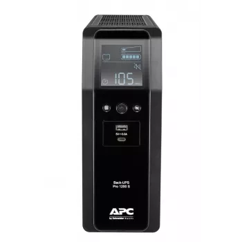 APC Back-UPS Pro, 1200VA/720W, Torn, 230V, 8x IEC C13 pistikupesa, Siinuslaine, AVR, USB Type A + C pordid, LCD, Kasutaja vahetatav aku