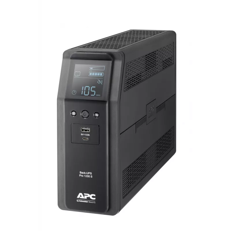 APC Back-UPS Pro, 1200VA/720W, Torn, 230V, 8x IEC C13 pistikupesa, Siinuslaine, AVR, USB Type A + C pordid, LCD, Kasutaja vahetatav aku