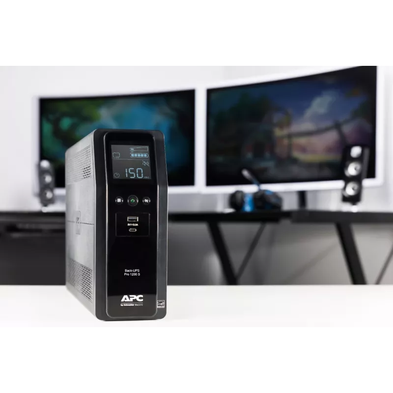 APC Back-UPS Pro, 1200VA/720W, Torn, 230V, 8x IEC C13 pistikupesa, Siinuslaine, AVR, USB Type A + C pordid, LCD, Kasutaja vahetatav aku