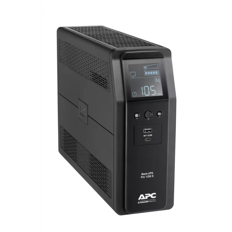 APC Back-UPS Pro, 1200VA/720W, Torn, 230V, 8x IEC C13 pistikupesa, Siinuslaine, AVR, USB Type A + C pordid, LCD, Kasutaja vahetatav aku