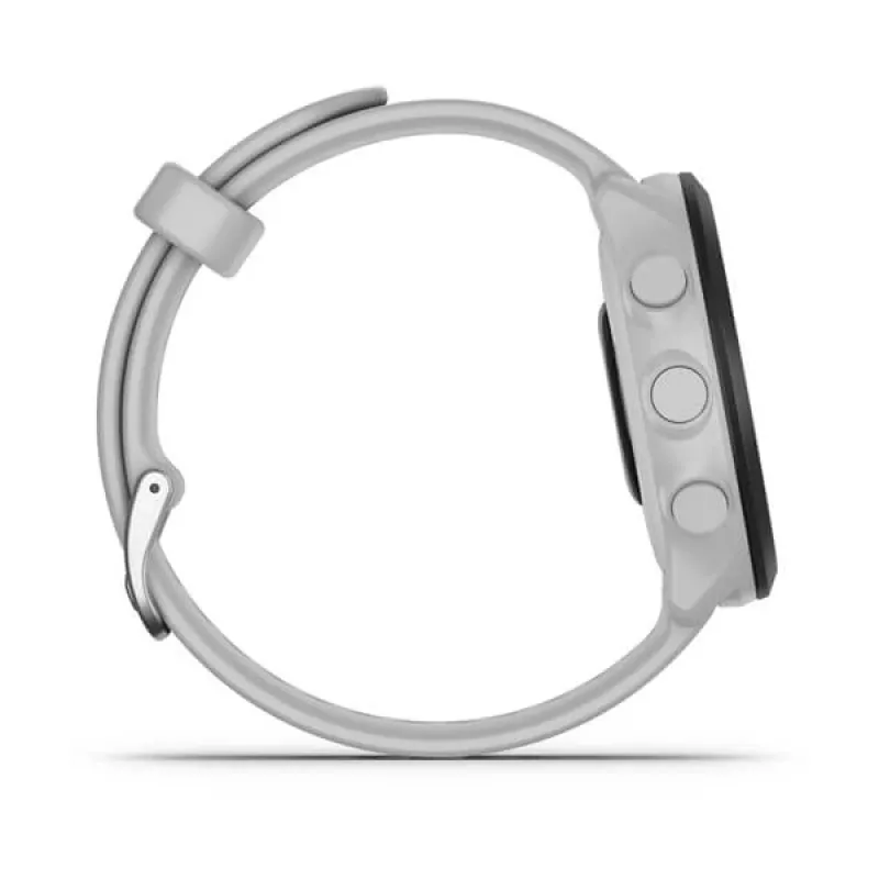 Nutikell GARMIN Forerunner 55 — 42 mm ümmargune spordikell, GPS/GLONASS/Galileo, 14-päevane aku, 5 ATM, valge silikoonrihm