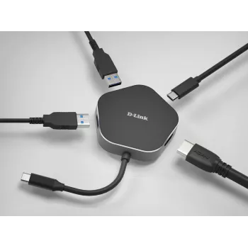 D-Link 4-in-1 USB-C jaotur HDMI ja toiteedastusega