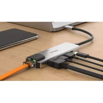 D-Link 5-in-1 USB-C jaotur HDMI/Etherneti ja toiteedastusega