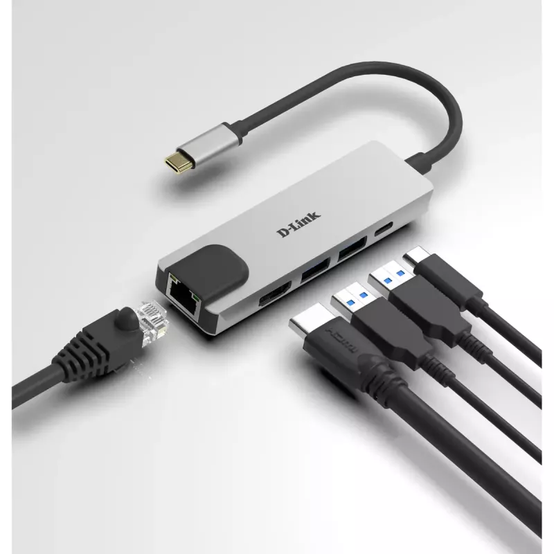 D-Link 5-in-1 USB-C jaotur HDMI/Etherneti ja toiteedastusega