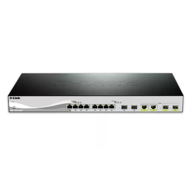 D-Link DXS-1210-12TC/E võrgulüliti, hallatav L2, 10G Ethernet (100/1000/10000), 1U, must, hõbedane