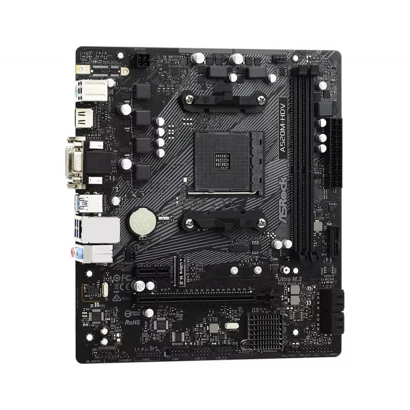 ASRock emaplaat A520M-HDV AM4 AMD A520 2 X DDR4 USB 3.2 SATA 3 7.1ch HD Audio mATX