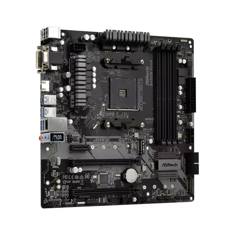 Emaplaat ASRock B450M PRO4 AMD B450 Socket AM4 micro ATX