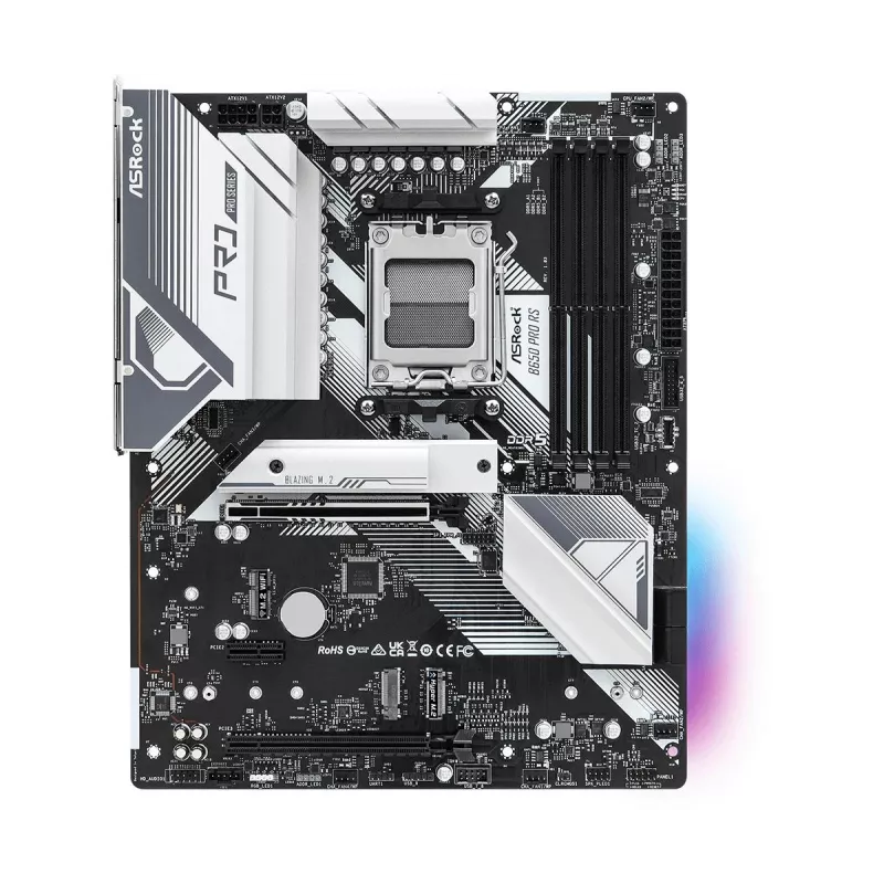 Emaplaat ASRock B650 Pro RS — ATX, pesa AM5, AMD B650, DDR5, 4 DIMM, 128 GB, 2.5Gb LAN, 1x M.2, HDMI, DisplayPort