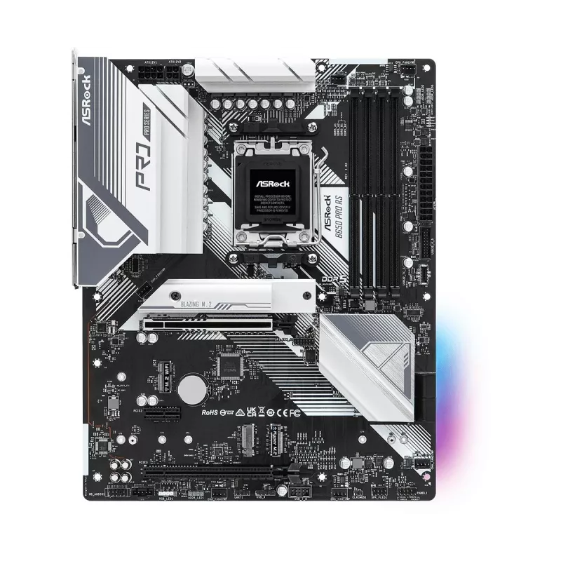 Emaplaat ASRock B650 Pro RS — ATX, pesa AM5, AMD B650, DDR5, 4 DIMM, 128 GB, 2.5Gb LAN, 1x M.2, HDMI, DisplayPort