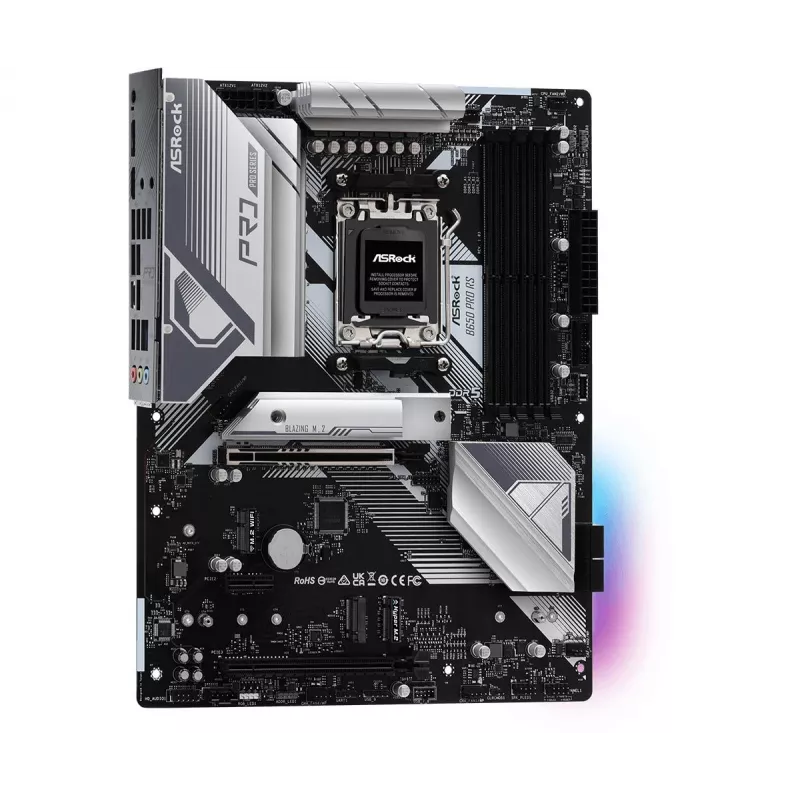 Emaplaat ASRock B650 Pro RS — ATX, pesa AM5, AMD B650, DDR5, 4 DIMM, 128 GB, 2.5Gb LAN, 1x M.2, HDMI, DisplayPort