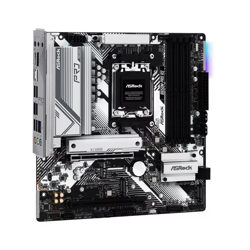 Emaplaat ASRock B650M Pro RS — AMD B650, pesa AM5, micro ATX, DDR5, 4x DIMM, 128 GB, 2.5Gb LAN, 1x M.2, HDMI, DP