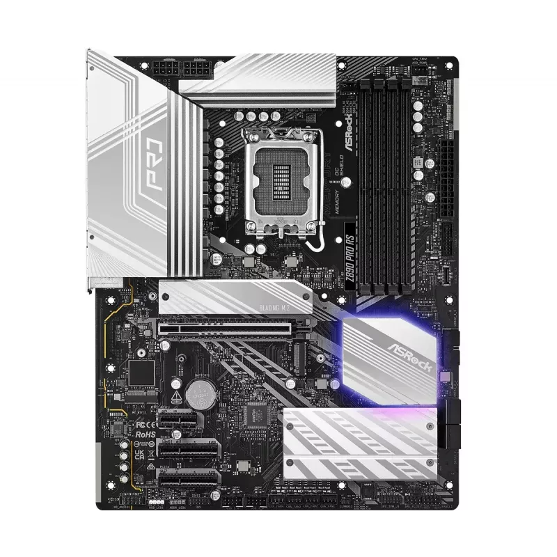 Emaplaat ASRock Z890 Pro RS — Intel Z890, LGA 1851, ATX, 4x DDR5 pesa, PCIe Gen5 x16, 2.5Gb LAN, Thunderbolt 4