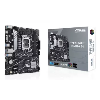 Emaplaat ASUS PRIME B760M-K D4 — Intel B760, LGA 1700, Micro ATX, 2x DDR4 DIMM, 64 GB, M.2, SATA III, 2.5Gb Ethernet