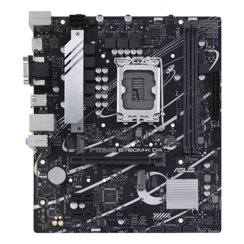 Emaplaat ASUS PRIME B760M-K D4 — Intel B760, LGA 1700, Micro ATX, 2x DDR4 DIMM, 64 GB, M.2, SATA III, 2.5Gb Ethernet