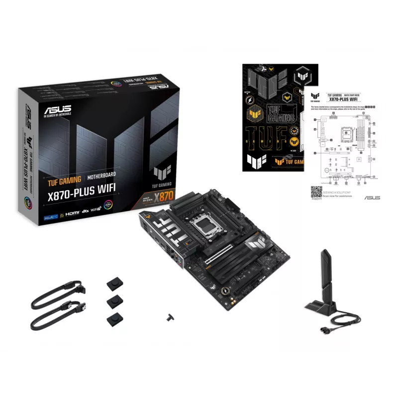 Emaplaat ASUS TUF GAMING X870-PLUS WIFI — AMD X870, Socket AM5, ATX, DDR5, 4 DIMM, Wi‑Fi 7, Bluetooth 5.4