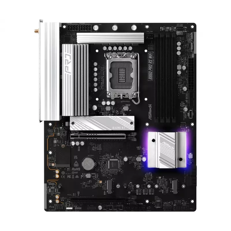 Emaplaat ASRock B860 Pro RS WiFi Intel B860 LGA1851 ATX, 4x DDR5 pesa, 256GB, Wi‑Fi 6E, 2.5GbE