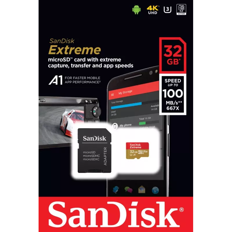 Välkmälu SanDisk 32 GB MicroSDHC UHS-I Class 10 SDSQXAF-032G-GN6MA