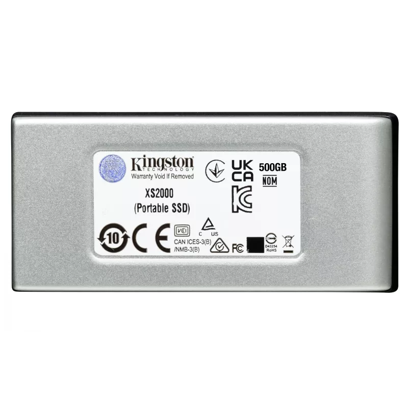 Kingston Technology 2000G PORTABLE SSD XS2000, 2 TB, USB Type-C, 3.2 Gen 2 (3.1 Gen 2), 2000 MB/s, must, hõbedane
