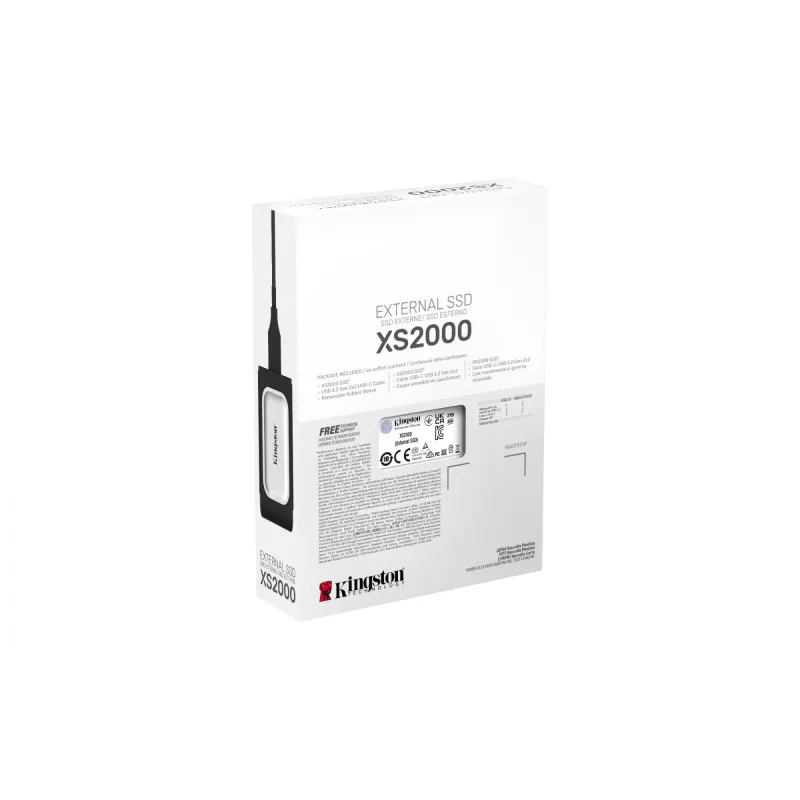 Kingston Technology 2000G PORTABLE SSD XS2000, 2 TB, USB Type-C, 3.2 Gen 2 (3.1 Gen 2), 2000 MB/s, must, hõbedane