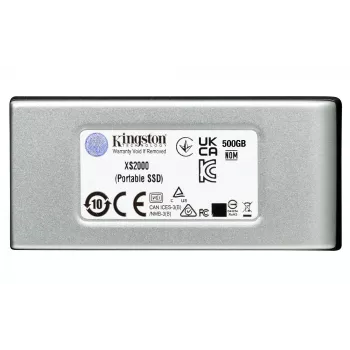 Kingston Technology 1000G PORTABLE SSD XS2000, 1 TB, USB Type-C, 3.2 Gen 2 (3.1 Gen 2), 2000 MB/s, must, hõbedane