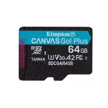 Kingston Technology 64GB microSDXC Canvas Go Plus Gen4 200MB/s A2 U3 V30 kaart + adapter