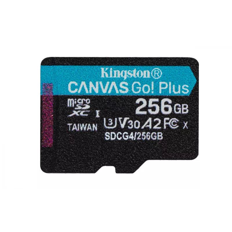 Kingston Technology 256GB microSDXC Canvas Go Plus Gen4 200MB/s A2 U3 V30 kaart + adapter