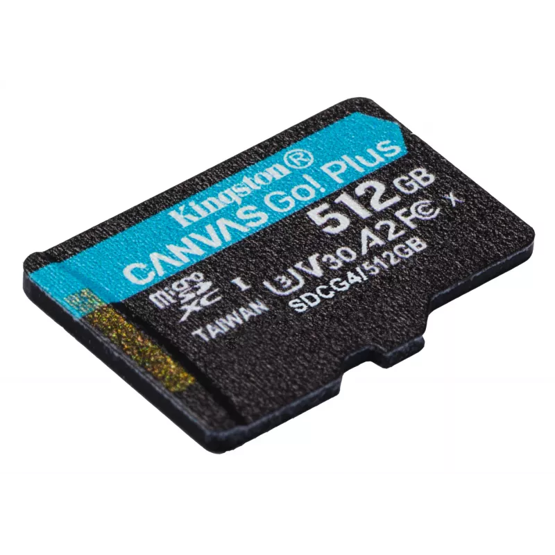 Kingston Technology 512GB microSDXC Canvas Go Plus Gen4 200MB/s A2 U3 V30 kaart + adapter