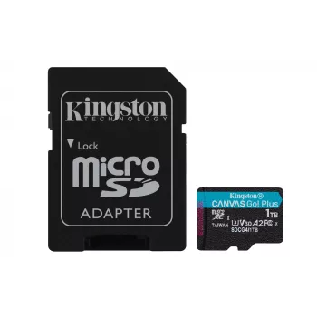 Kingston Technology 1TB microSDXC Canvas Go Plus Gen4 200MB/s A2 U3 V30 kaart + adapter