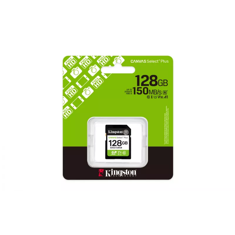 Kingston Technology 128GB SDXC Canvas Select Plus Gen3 150MB/s C10 UHS-I U1 V10