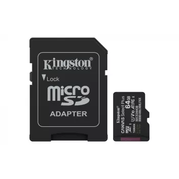 Kingston Technology 64GB microSDXC Canvas Select Plus Gen3 100MB/s A1-kaart + adapter