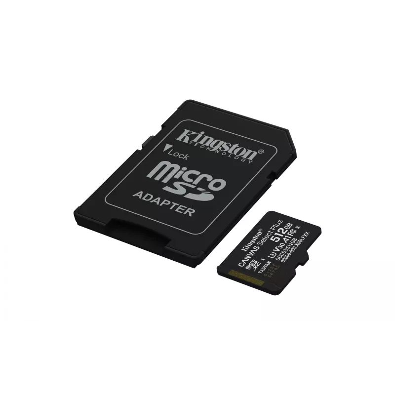 Kingston Technology 512GB microSDXC Canvas Select Plus Gen3 150MB/s A1 kaart + adapter