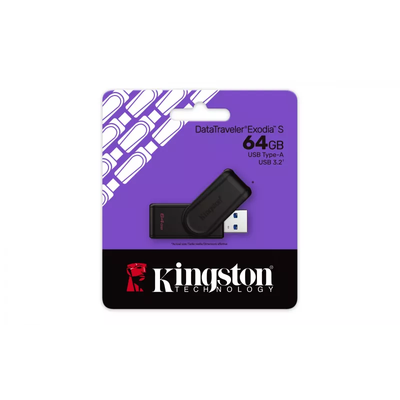 Kingston Technology DataTraveler 64GB kaasaskantav USB 3.2 Gen 1 Exodia S (must/must)