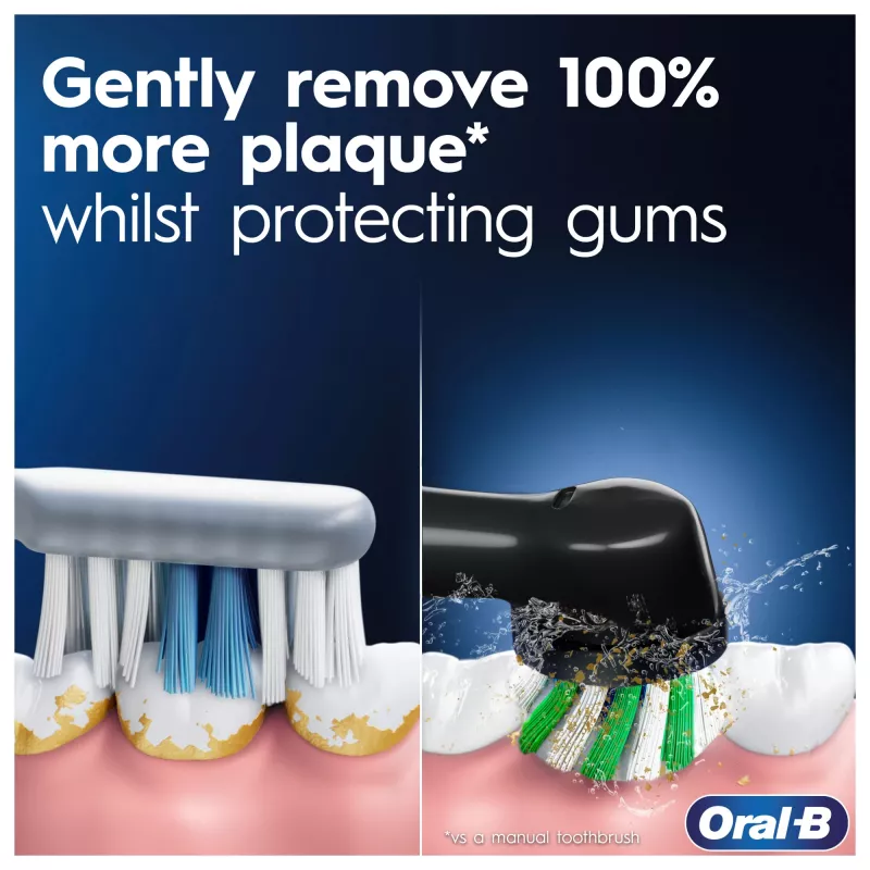 Oral-B Pro 1 Cross Action täiskasvanute pöörlev-võnkuv hambahari, must