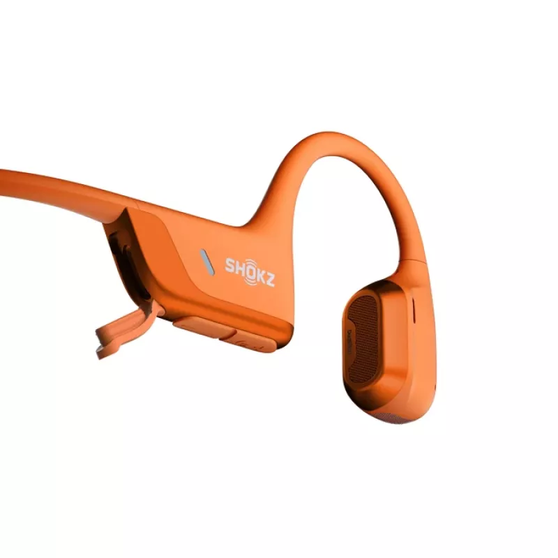 Luukonduktsiooniga peakomplekt Shokz OpenRun Pro 2 — binauraalne, juhtmevaba Bluetooth 5.3, IP55, 12 h esitusaeg, 150 mAh, oranž, kõrvahaak