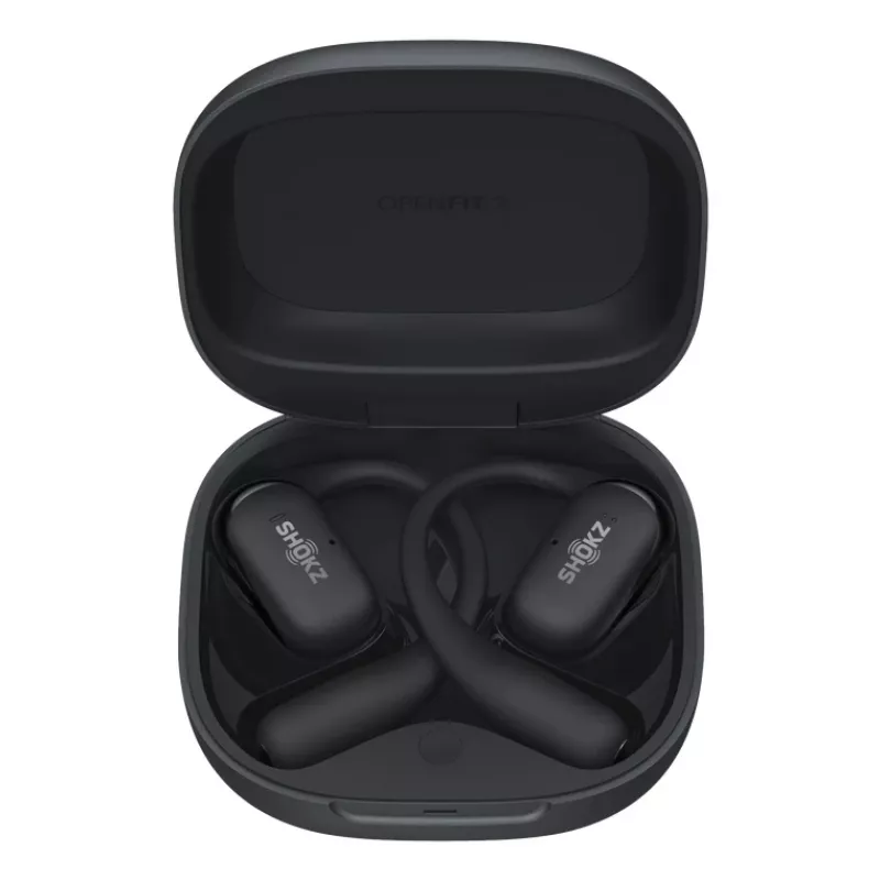 Kõrvaklapid JLAB AUDIO SHOKZ OpenFit 2 — luuülekanne, juhtmevabad, avatud kõrvaga kõrvakonksuga, mustad