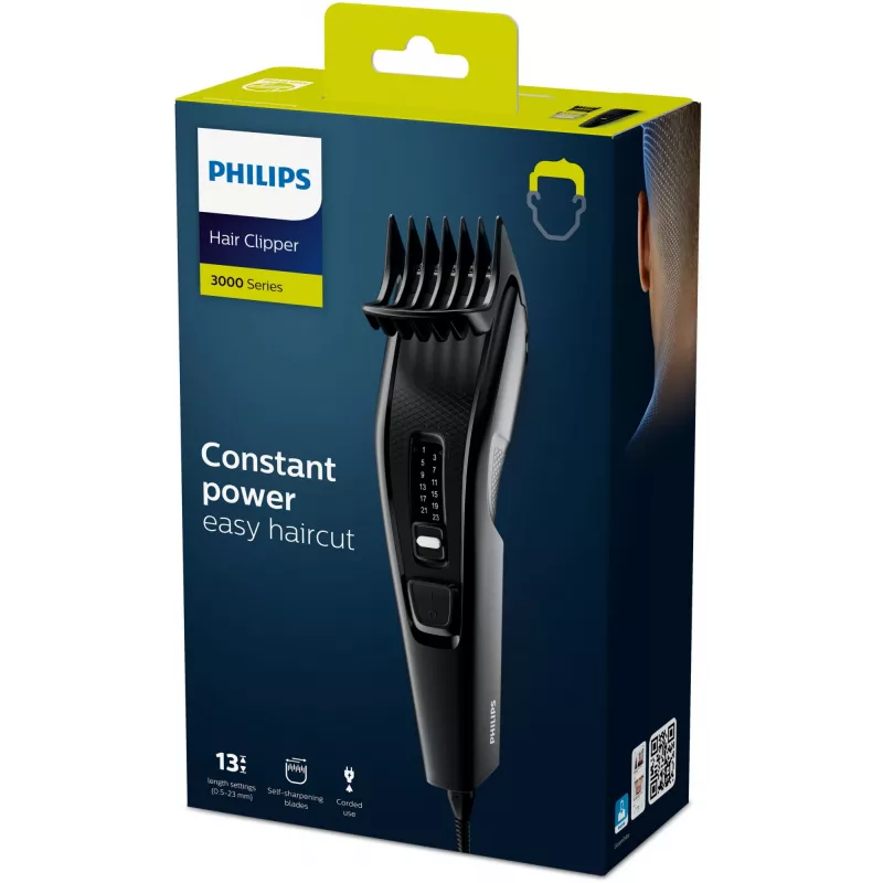 Juukselõikur Philips 3000 series HC3510/15 must — roostevabast terasest terad, 0,5 mm kuni 23 mm, 13 pikkuse astet