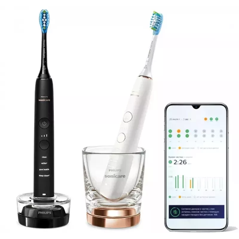 Hambahari Philips HX9914/57 DiamondClean 9000 2-Pack Must/Valge