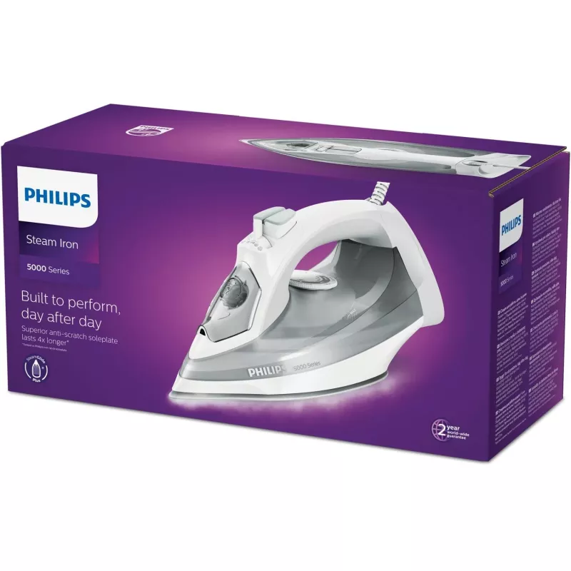 Philips 5000 seeria DST5010/10 triikraud Aurutriikraud SteamGlide Plus tallaga 2400 W Hall, Valge