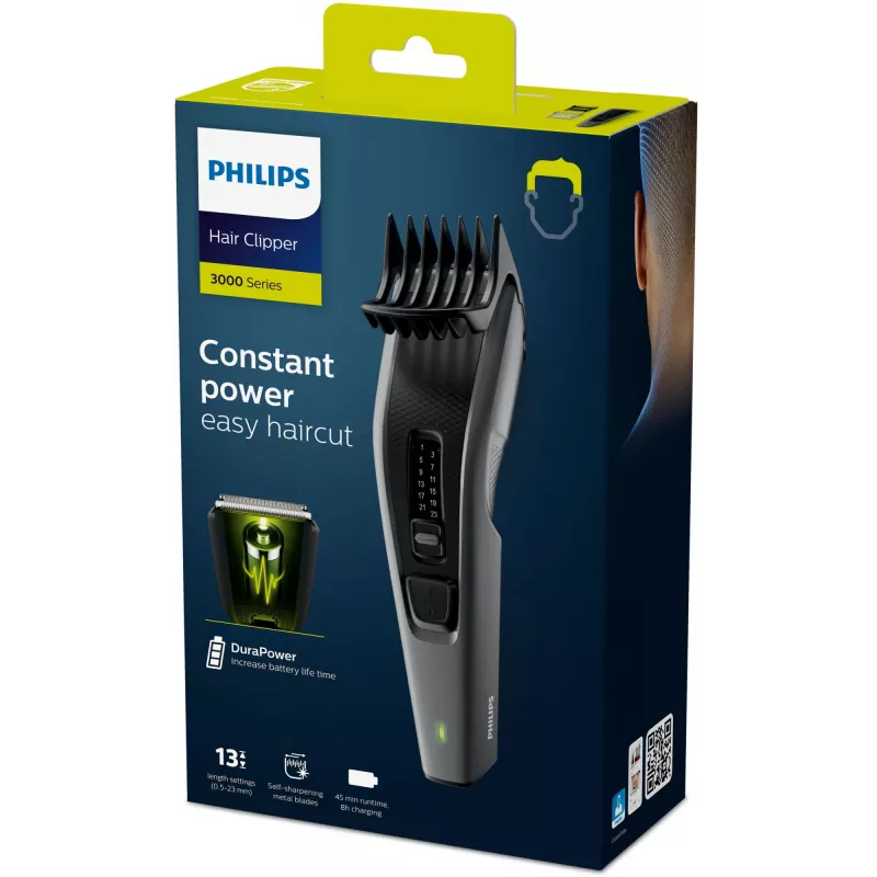 Philips HAIRCLIPPER Series 3000 HC3525/15 Juukselõikur, Must, Hall, 0,5 mm, 2,3 cm, 4,1 cm, AC/Aku, 45 min
