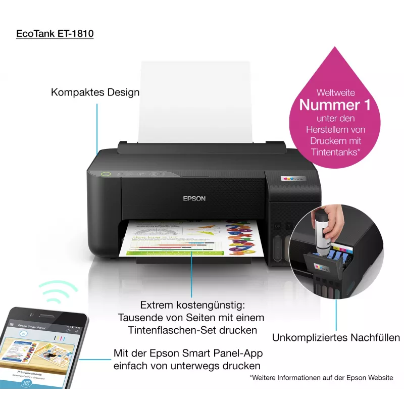 Epson EcoTank ET-1810 tindiprinter värviline 5760 x 1440 DPI A4 Wi-Fi