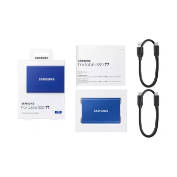 Väline SSD Samsung T7 Portable 2 TB USB USB-C 3.2 Gen 2 sinine (NVMe, 1050/1000 MB/s)