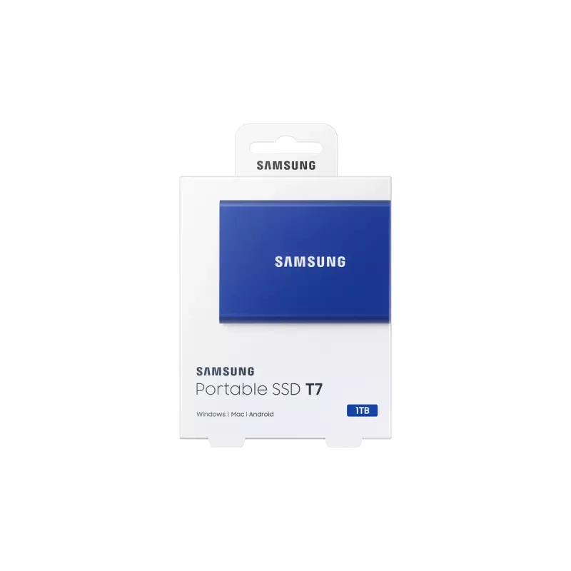 Väline SSD Samsung T7 Portable 1 TB, USB-C 3.2 Gen 2, NVMe, AES-256 riistvaraline krüpteerimine, sinine